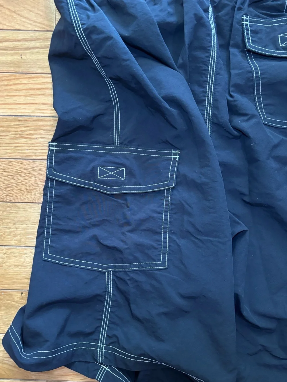 Lands' End Men's‎ Board Shorts Swim Trunks L Black Drawstring Pockets